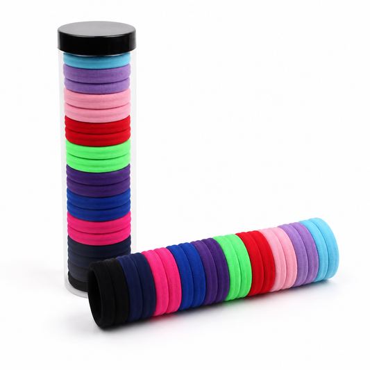 Seamless Hair Ties — Bold Colours 20-Piece Set with Storage Tube
