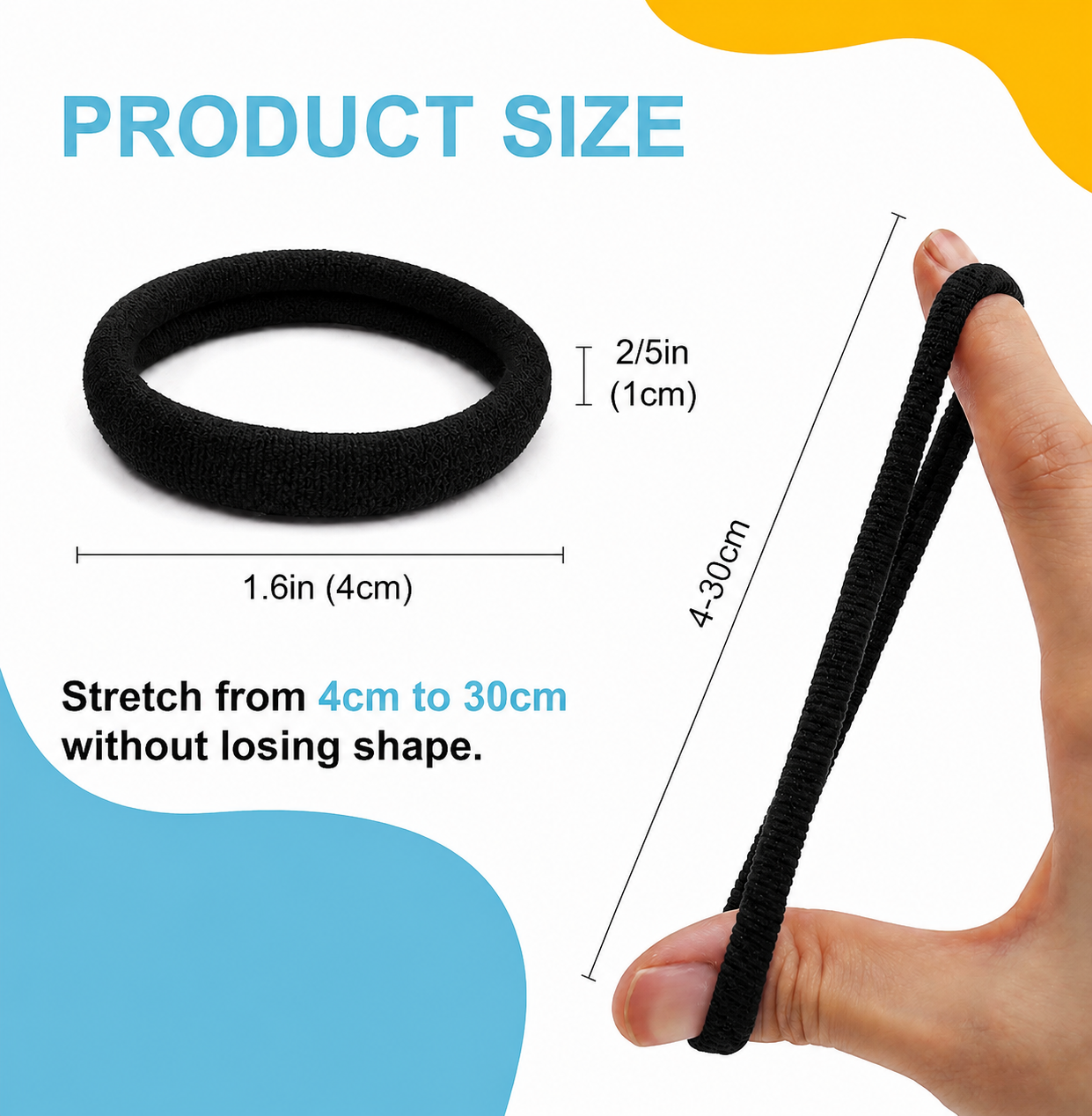 Seamless Elastic Nylon Black Hair Ties — 20-Piece Set with Storage Tube