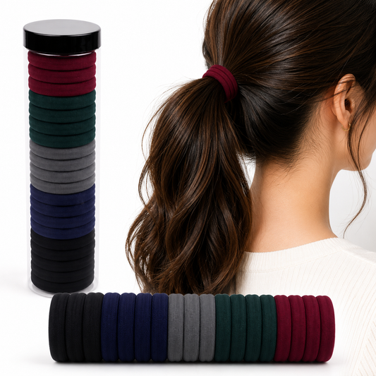 Seamless Elastic Nylon Hair Ties — 20-Piece Set with Storage Tube
