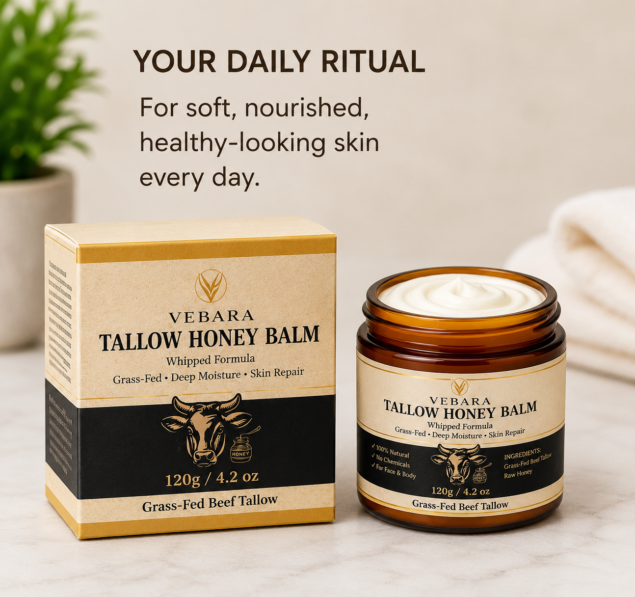 Vebara Tallow Honey Balm — Whipped Formula 120g