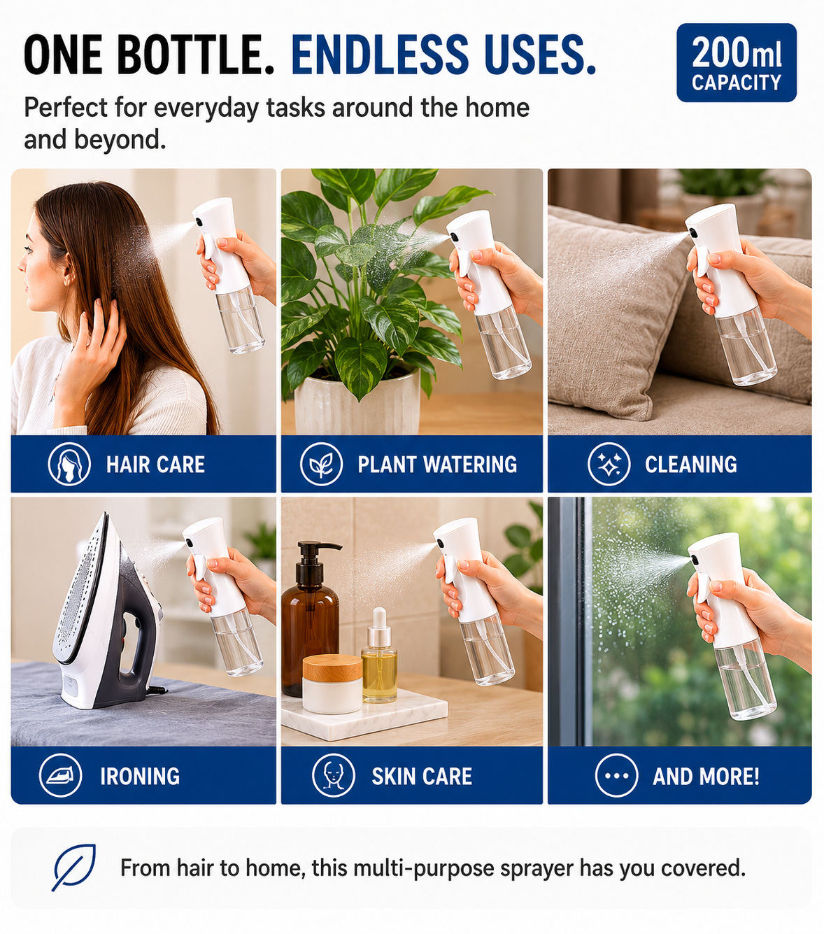Continuous Fine Mist Spray Bottle — 200ml