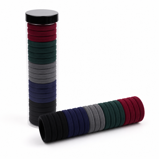 Seamless Elastic Nylon Hair Ties — 20-Piece Set with Storage Tube
