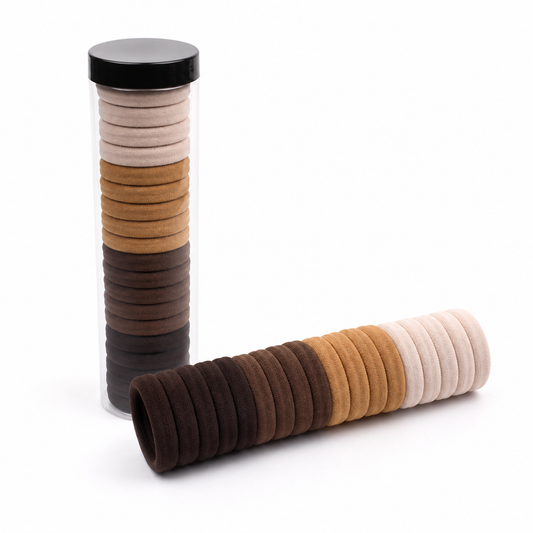Seamless Elastic Hair Ties — Neutral Tones 20-Piece Set with Storage Tube